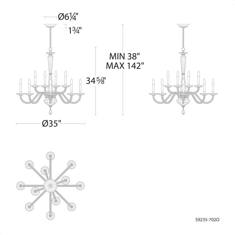 Habsburg Dynasty Polished Chrome 12-Light Optic Crystal Chandelier