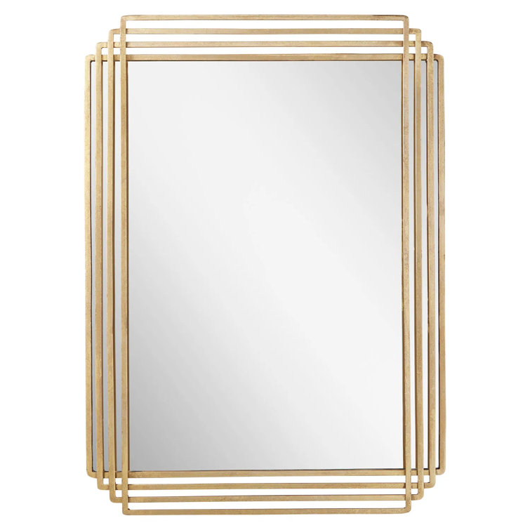 Gold Leaf Rectangular Metal Framed Bathroom Vanity Mirror