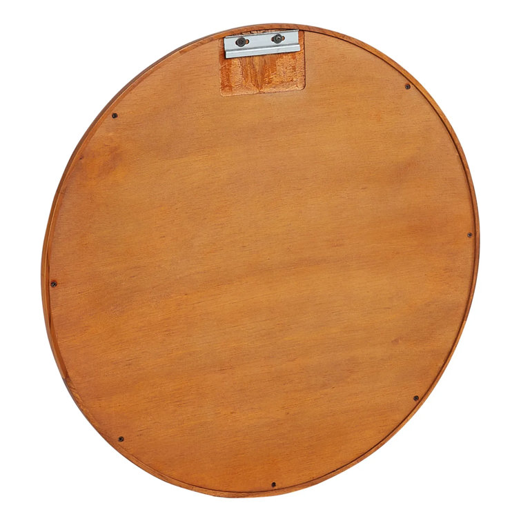 Novak 24" Teak Wood Framed Circular Bathroom Mirror