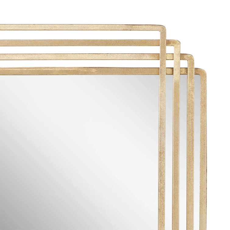 Gold Leaf Rectangular Metal Framed Bathroom Vanity Mirror