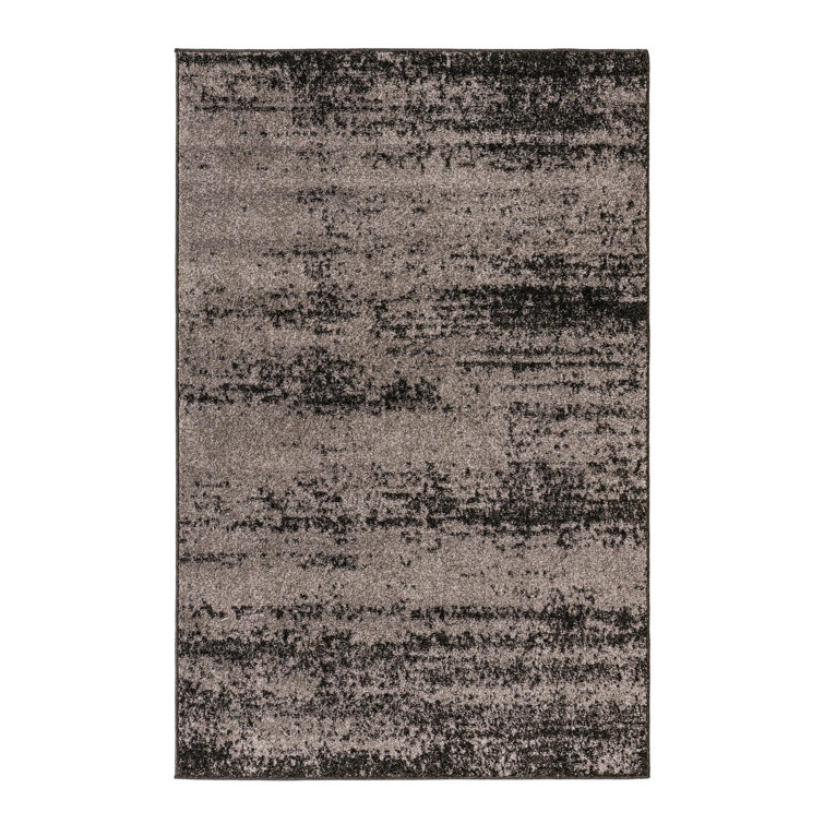 Gray Abstract 4' x 6' Stain-Resistant Synthetic Area Rug
