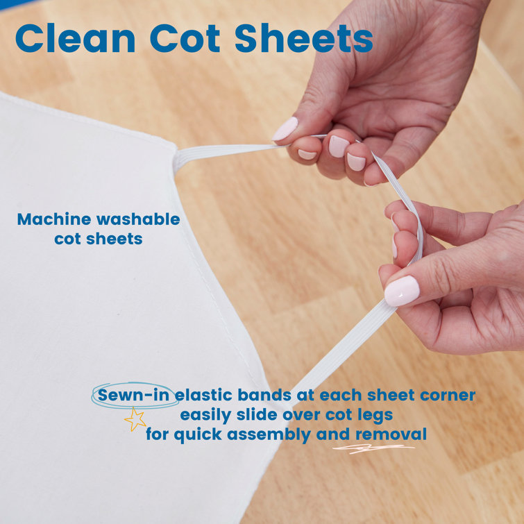 Blue Toddler Stackable Kiddie Cot with Sheet