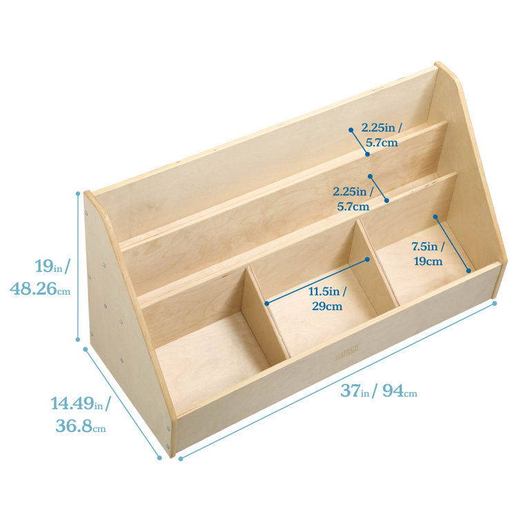 Natural Birch 5-Compartment Kids Book Display Shelf