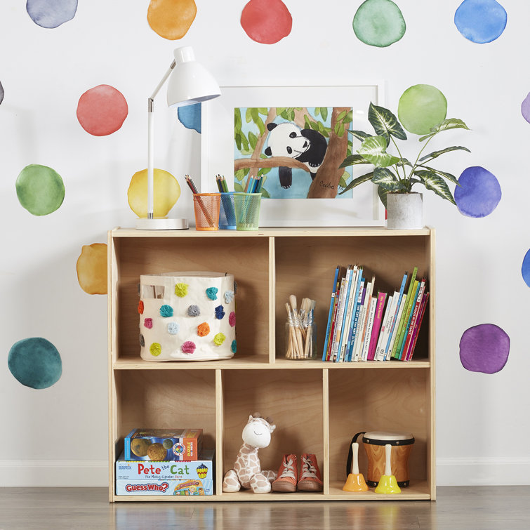Natural Birch Lacquered 5-Compartment Storage Bookcase