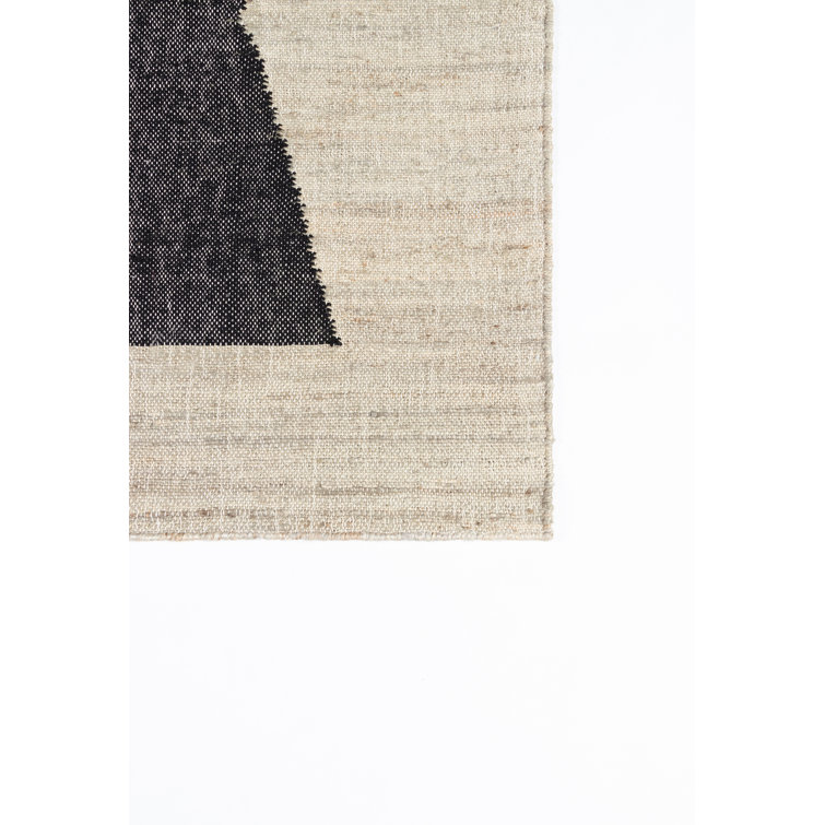 Modern Geometric Flat Woven Wool Rug in Neutral Tones, 9' x 12'