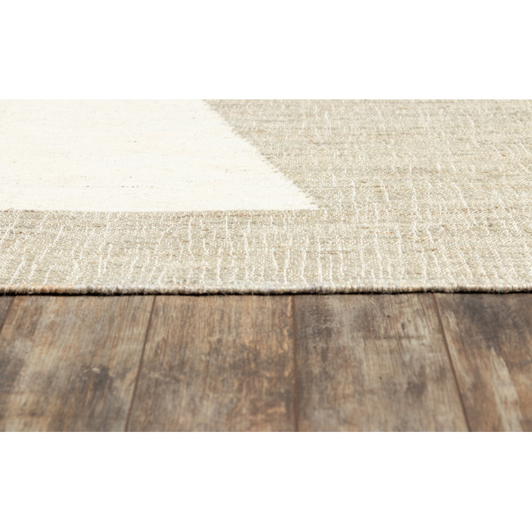 Modern Geometric Flat Woven Wool Rug in Neutral Tones, 9' x 12'
