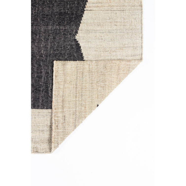 Modern Geometric Flat Woven Wool Rug in Neutral Tones, 9' x 12'