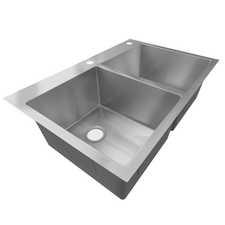 Sinber 33" Stainless Steel Double Bowl Drop-In Kitchen Sink