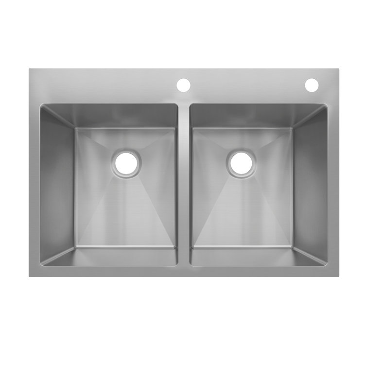 Sinber 33" Stainless Steel Double Bowl Drop-In Kitchen Sink
