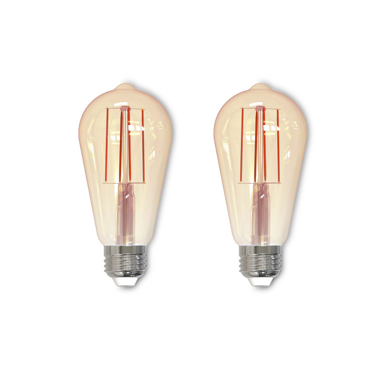 Antique Amber Dimmable LED ST18 Light Bulbs, 2-Pack