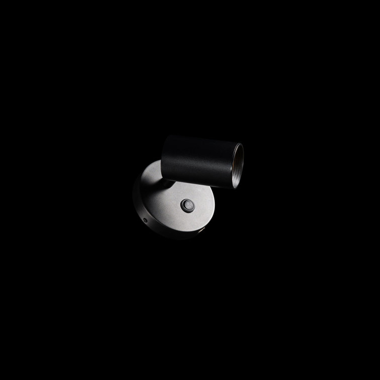 Black Glass LED Drum Wall Sconce