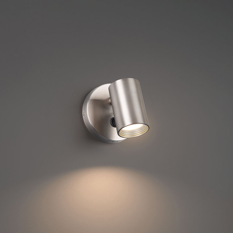 Contemporary Brushed Nickel LED Drum Glass Wall Sconce