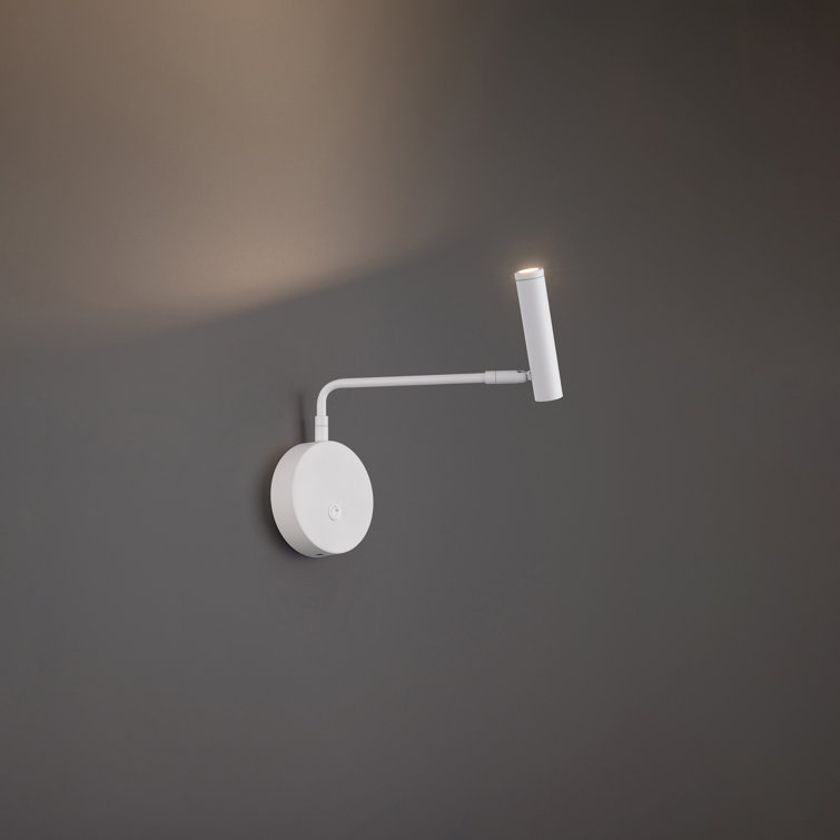 Sprig 8" White LED Swing Arm Wall Sconce with Dimmable Spotlight