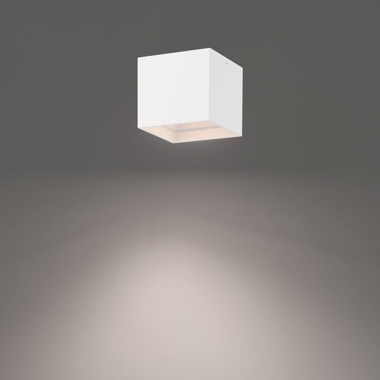 Downtown Sleek White Aluminum LED Flush Mount for Indoors & Outdoors