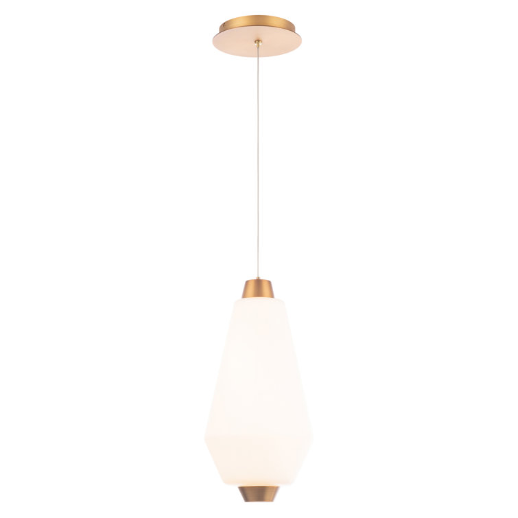 Amelia Transitional Aged Brass Mini LED Pendant with Opal Glass