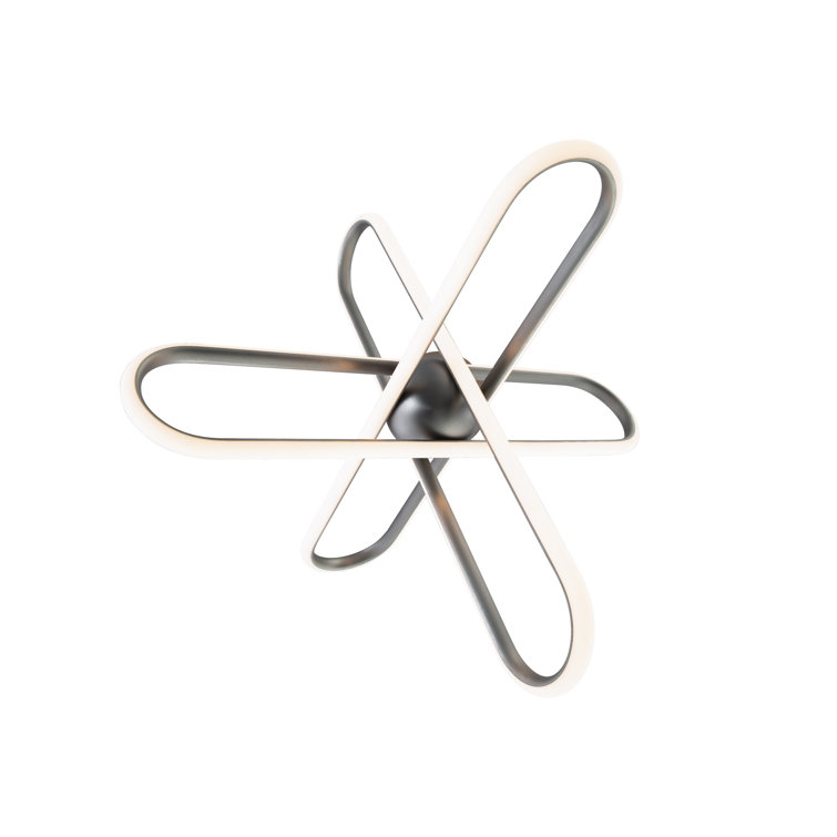Valerius 26" Brushed Nickel LED Geometric Chandelier with White Shade