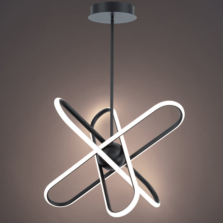 Valerius 24" Black and White LED Geometric Chandelier