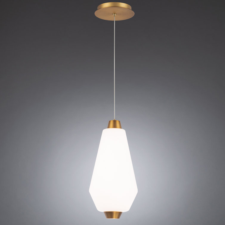 Amelia Transitional Aged Brass Mini LED Pendant with Opal Glass