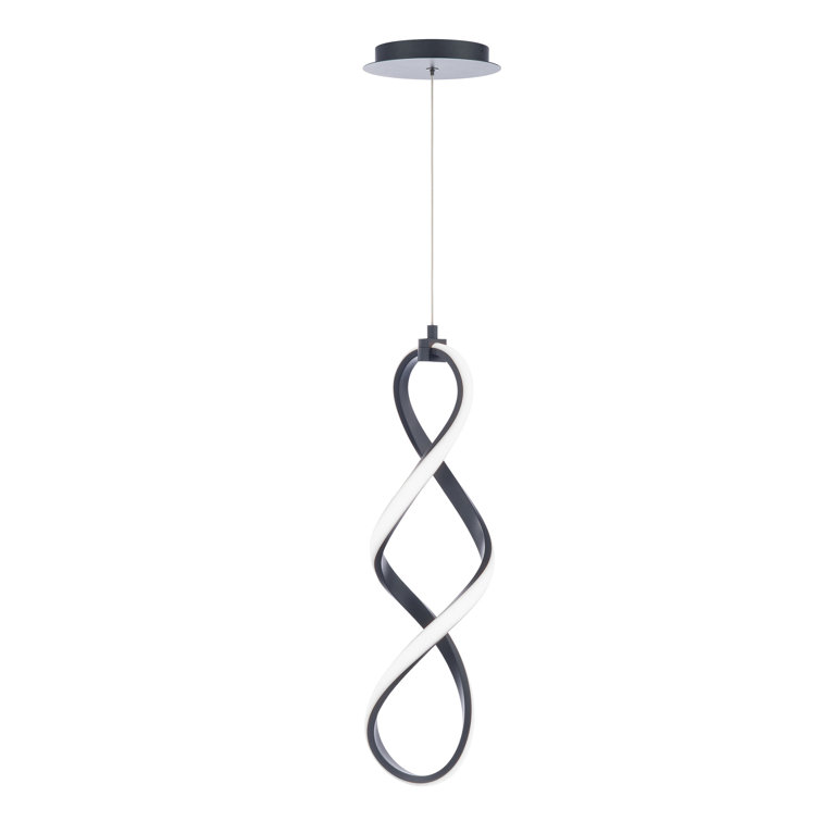 Interlace 21" Black LED Mini Pendant with White Opaque Silicone Shade