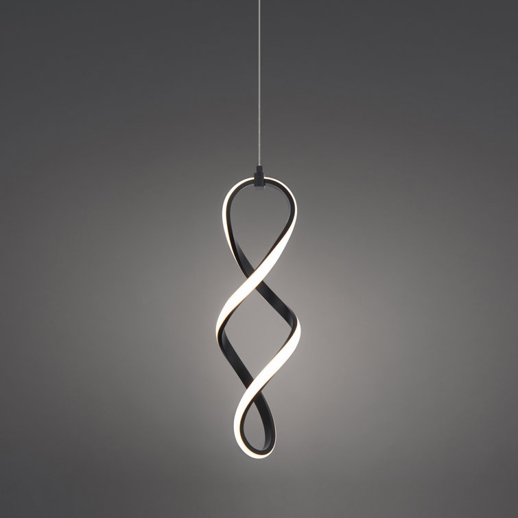 Interlace 21" Black LED Mini Pendant with White Opaque Silicone Shade