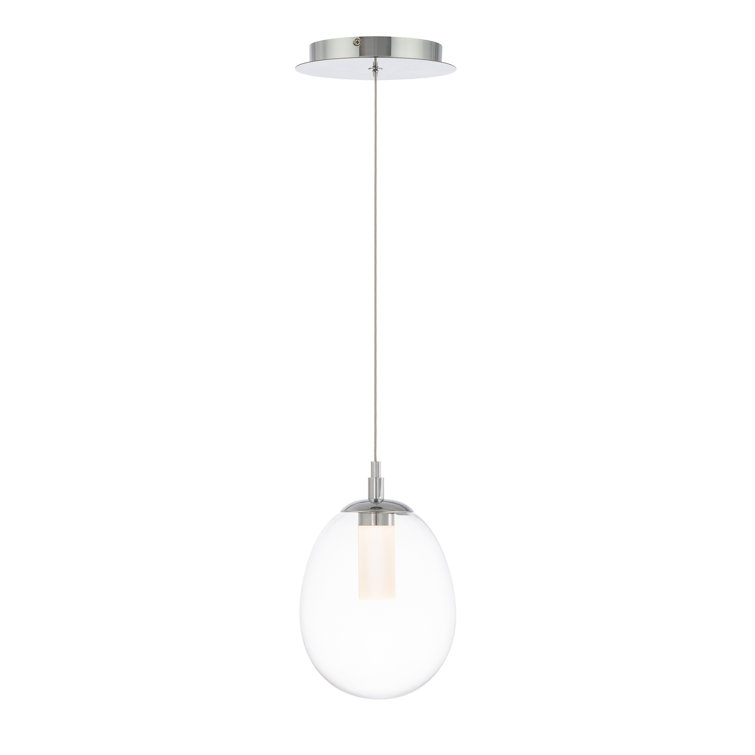 Bolla Chrome Mini Globe LED Pendant with White Opaque Glass