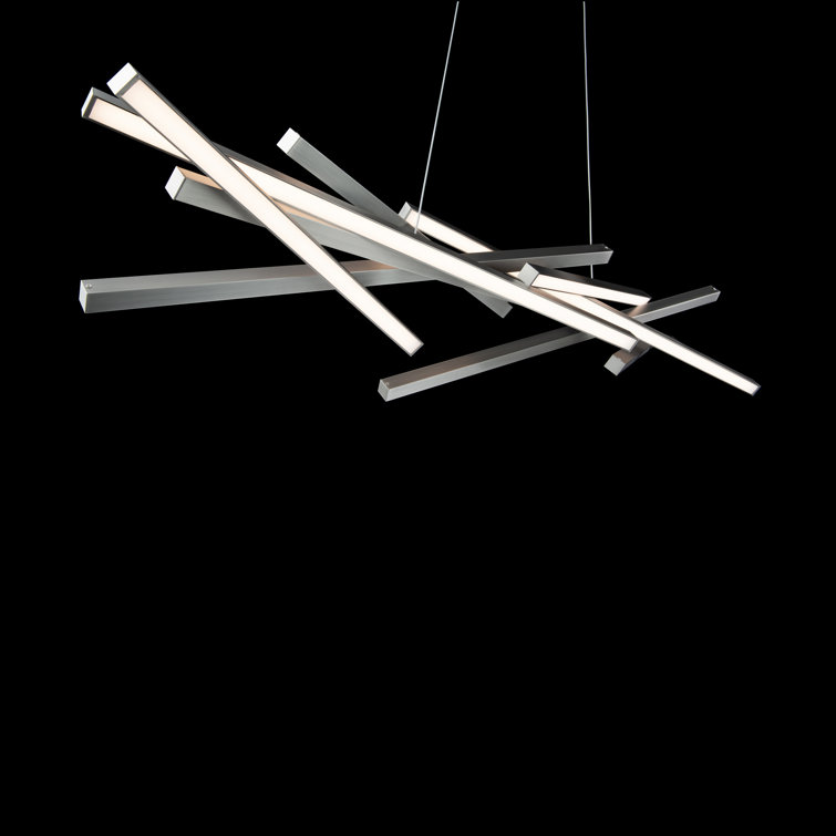 Elegant Parallax 8-Light Linear LED Pendant in Brushed Nickel