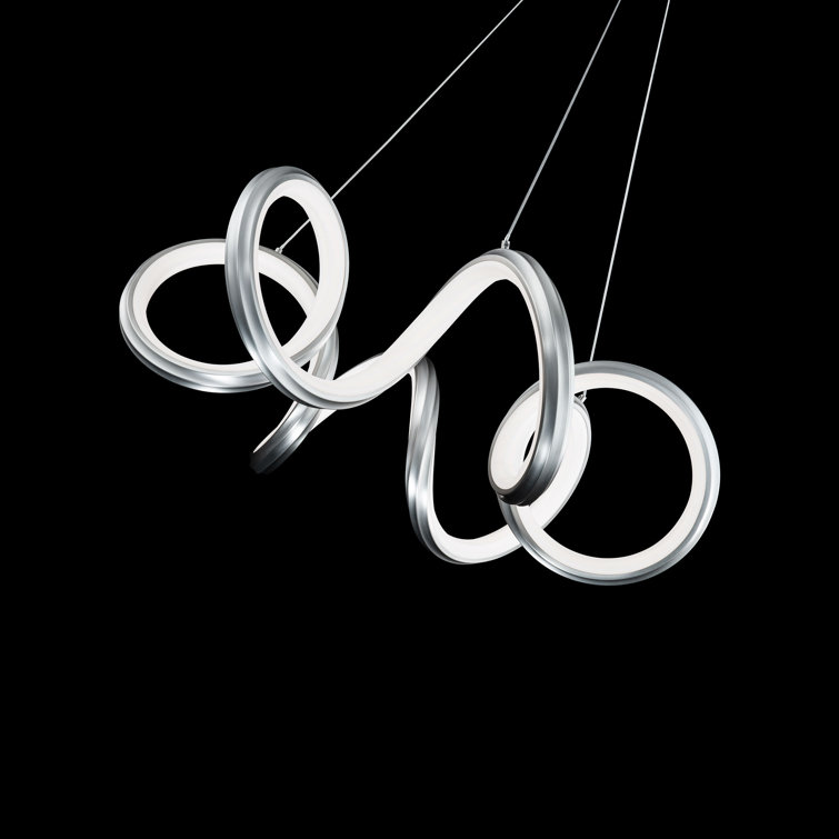 Mamba Brushed Nickel LED Pendant with White Opaque Shade