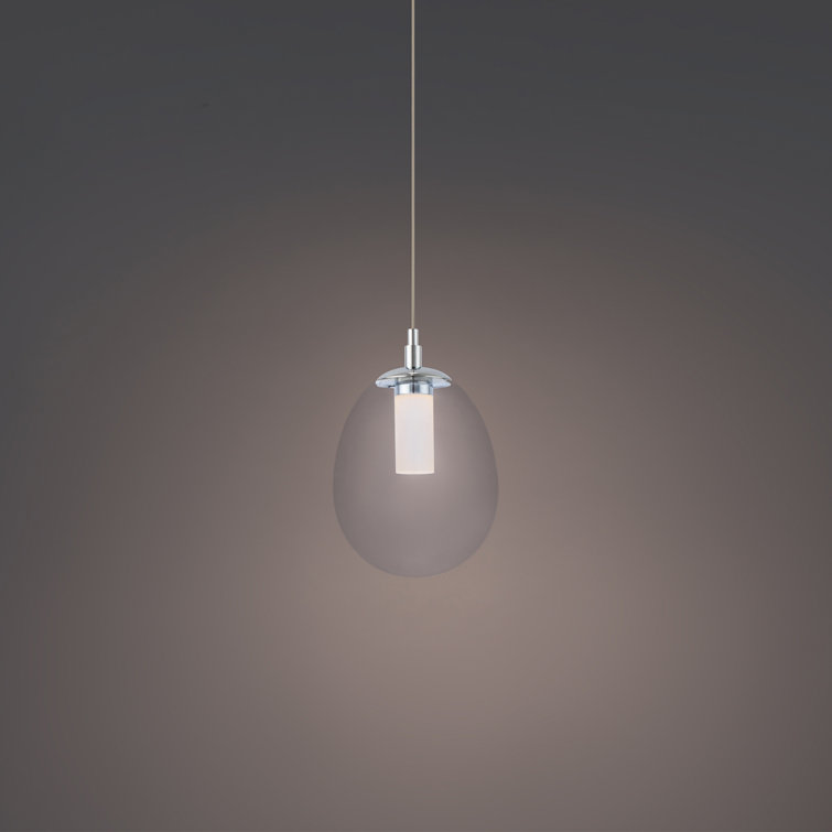 Bolla Chrome Mini Globe LED Pendant with White Opaque Glass