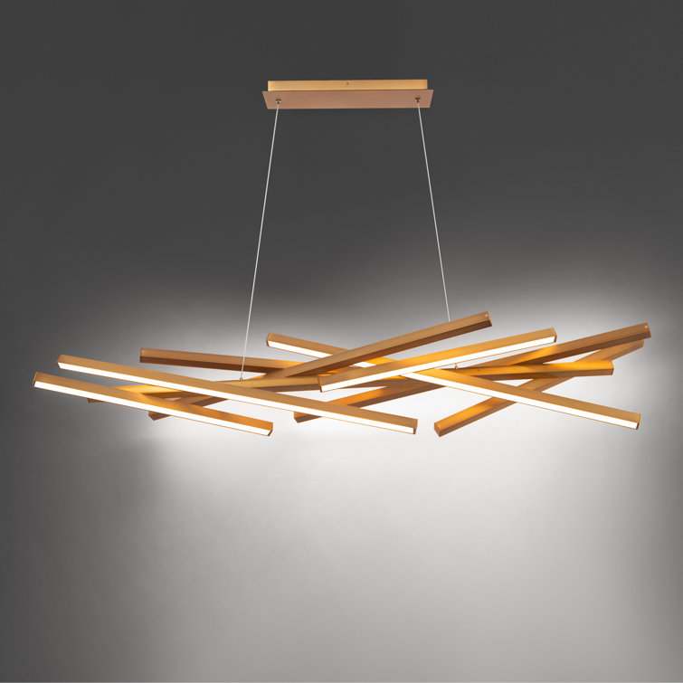 Aged Brass 55" LED Linear Pendant with White Polycarbonate Shade