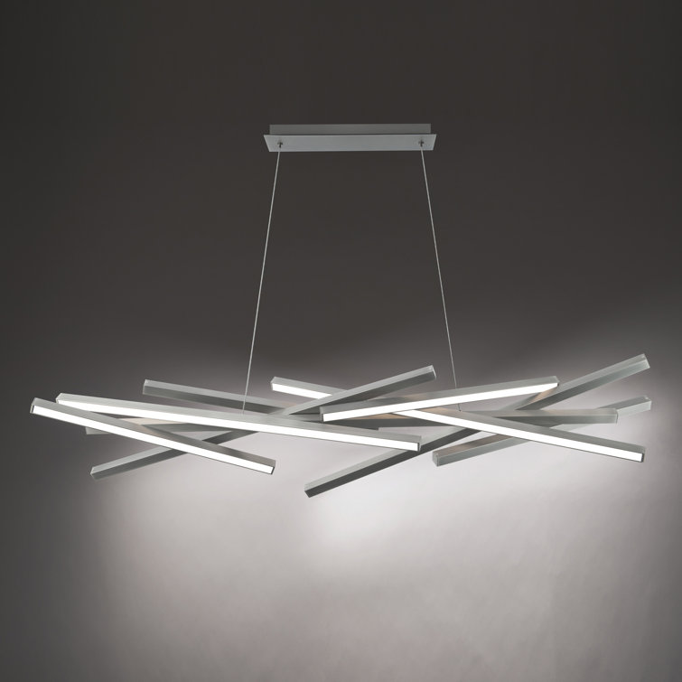 Elegant Parallax 8-Light Linear LED Pendant in Brushed Nickel