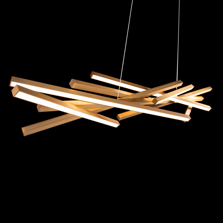Aged Brass 55" LED Linear Pendant with White Polycarbonate Shade