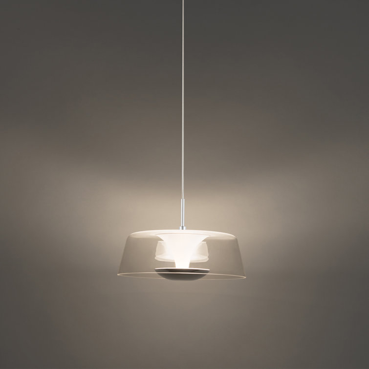 Branwen 9" Chrome Mini LED Pendant with White Opaque Glass