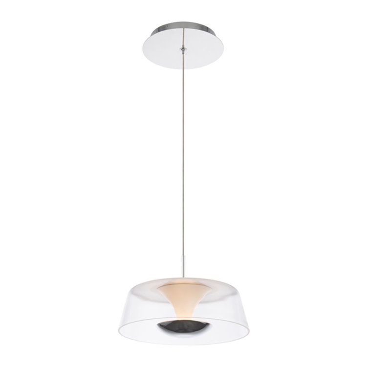 Branwen 9" Chrome Mini LED Pendant with White Opaque Glass