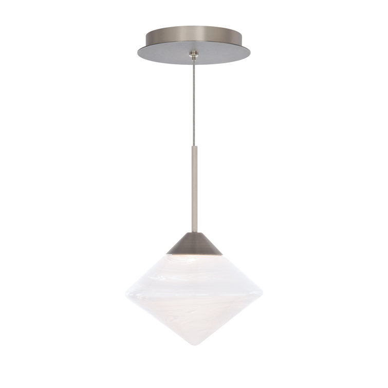 Transitional Mini LED Pendant in Brushed Nickel with Opal Glass