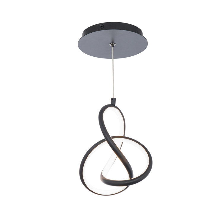 Vornado Black Mini LED Modern Indoor/Outdoor Pendant with Opaque White Shade