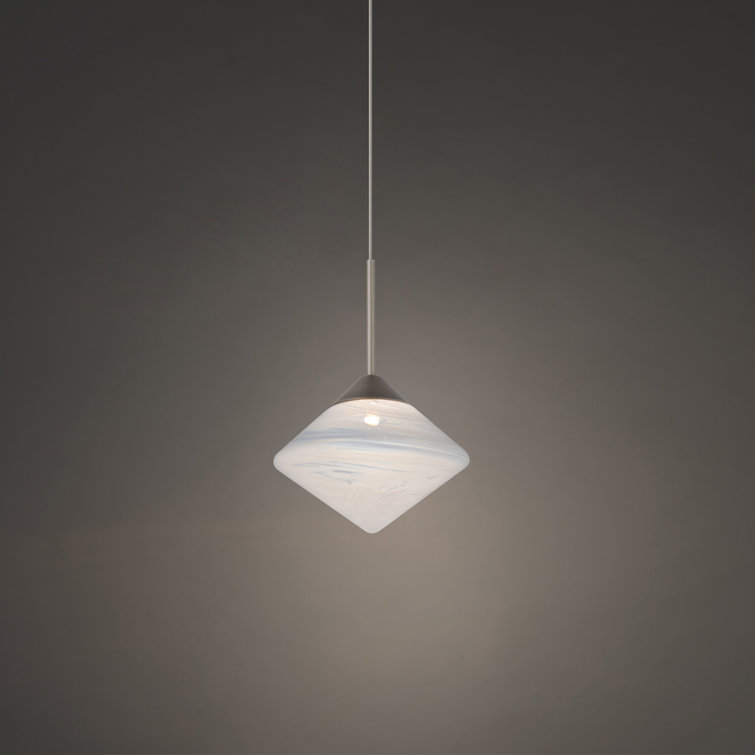 Transitional Mini LED Pendant in Brushed Nickel with Opal Glass