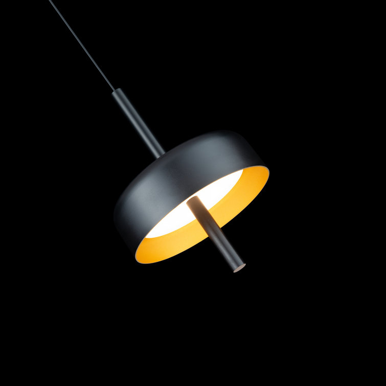 Pierce Black/Gold Mini LED Pendant with White Opaque Acrylic Shade
