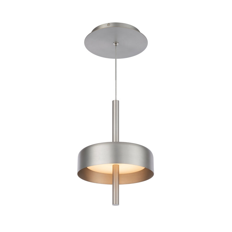 Pierce Brushed Nickel Mini LED Pendant with White Opaque Acrylic Shade