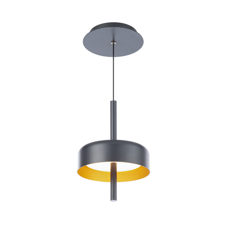 Pierce Black/Gold Mini LED Pendant with White Opaque Acrylic Shade