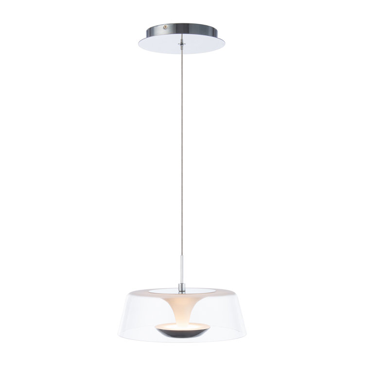 Branwen 9" Chrome Mini LED Pendant with White Opaque Glass