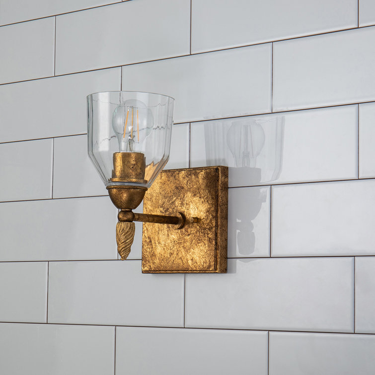 Whimsical Orb Gold 1-Light Wall Sconce with Clear Glass