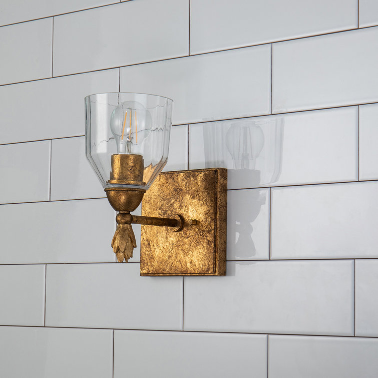 Antique Gold 1-Light Dimmable Outdoor Vanity Sconce