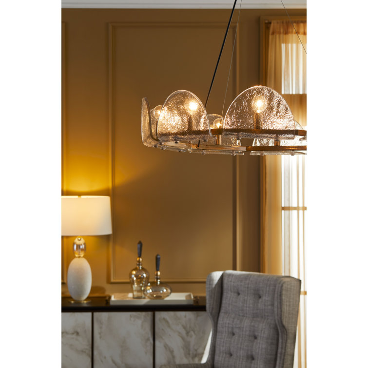 Mendez Antique Brass 9-Light Chandelier with Smoke Luster Glass