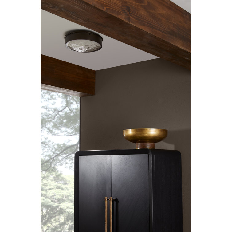 Bronze and Glass LED Drum Flush Mount Light