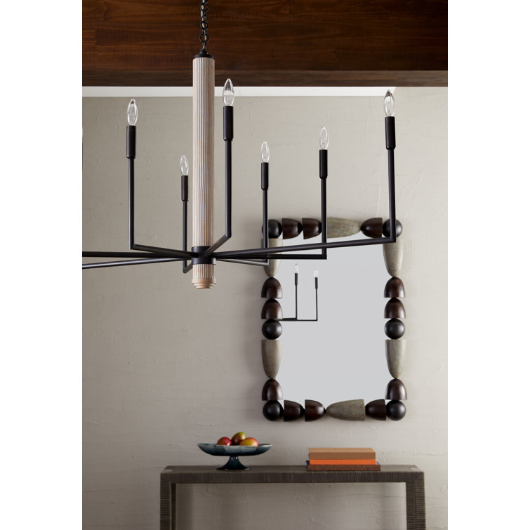 Black Iron and Driftwood 8-Light Chandelier