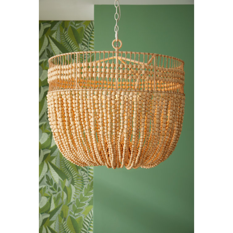 Nina 27.5" White Beaded Empire Silhouette Plug-in Chandelier