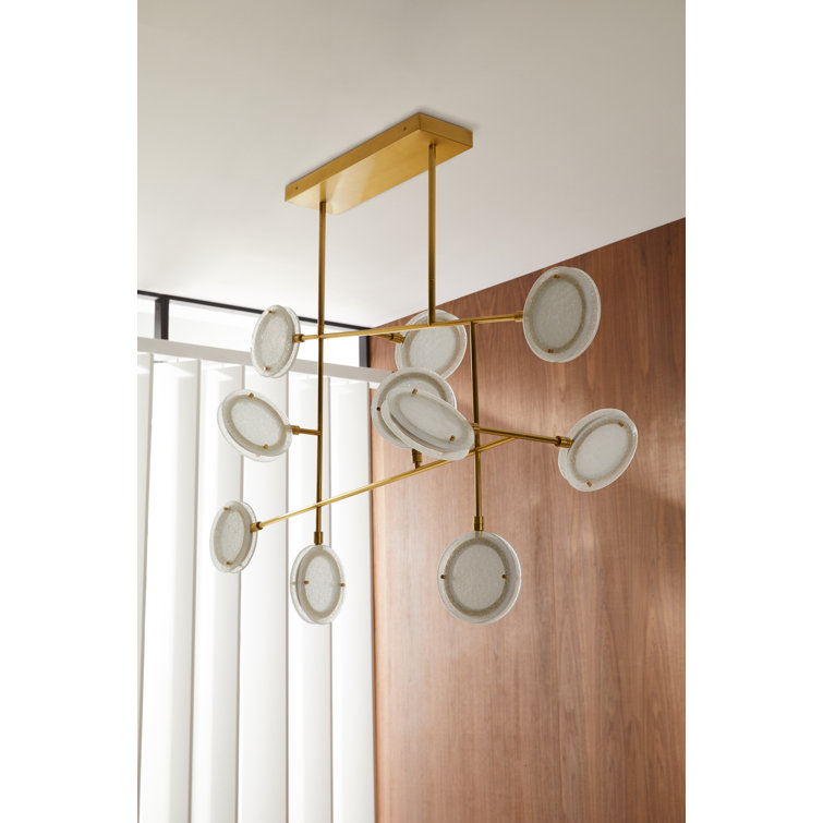 Meridian Brass and Glass 10-Light LED Chandelier