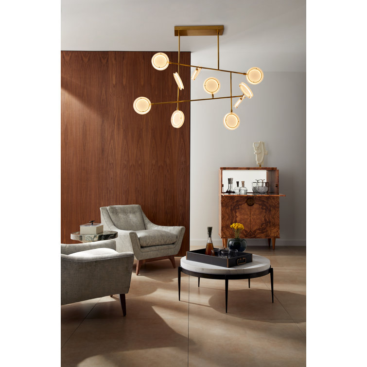 Meridian Brass and Glass 10-Light LED Chandelier