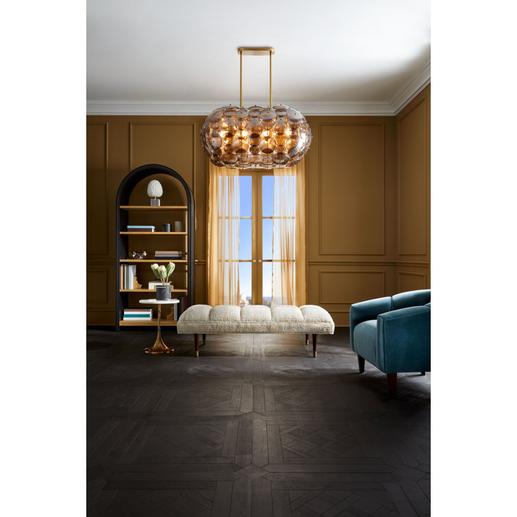 Nebula Brass and Glass 8-Light Oval Chandelier