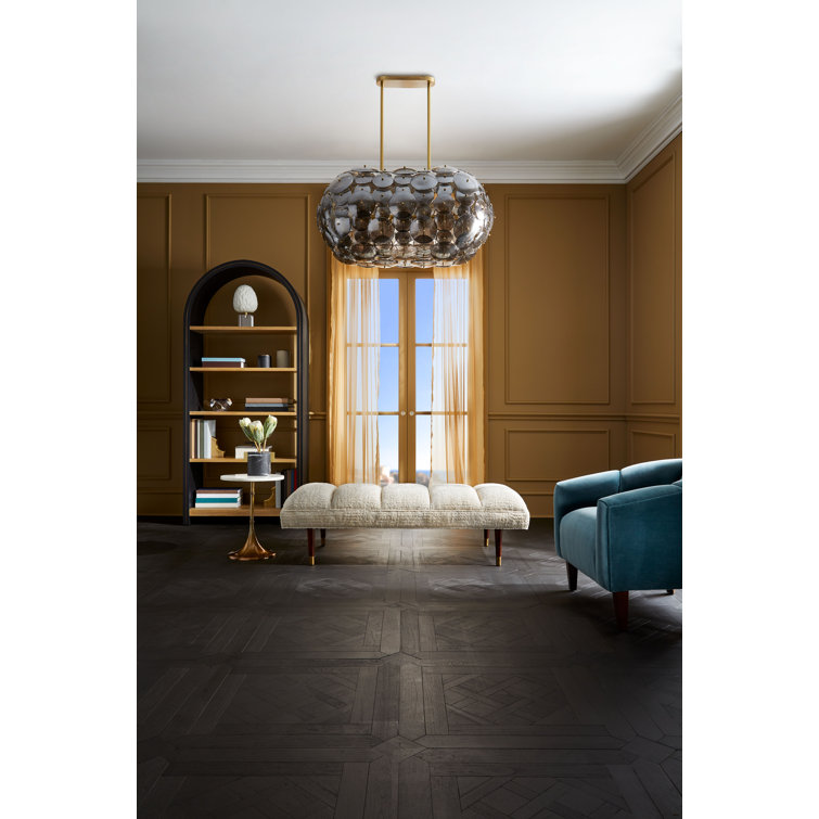 Nebula Brass and Glass 8-Light Oval Chandelier